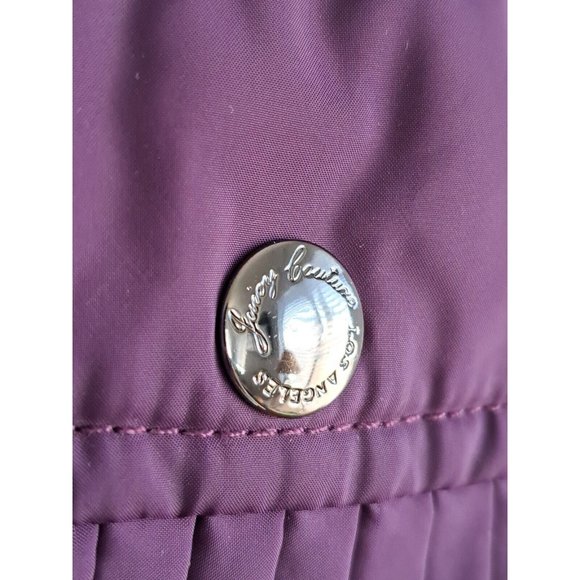 Juicy Couture PURPLE pleated fringy trim down feather zip pocket vest Sz 14 - Picture 5 of 7